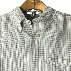 Brooks‎ Brothers 346 Men's L 100% Linen Short Sleeve Shirt Plaid Preppy